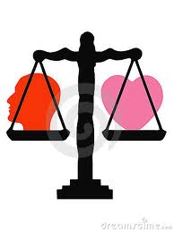 Heart and Mind In Balance On A Scale